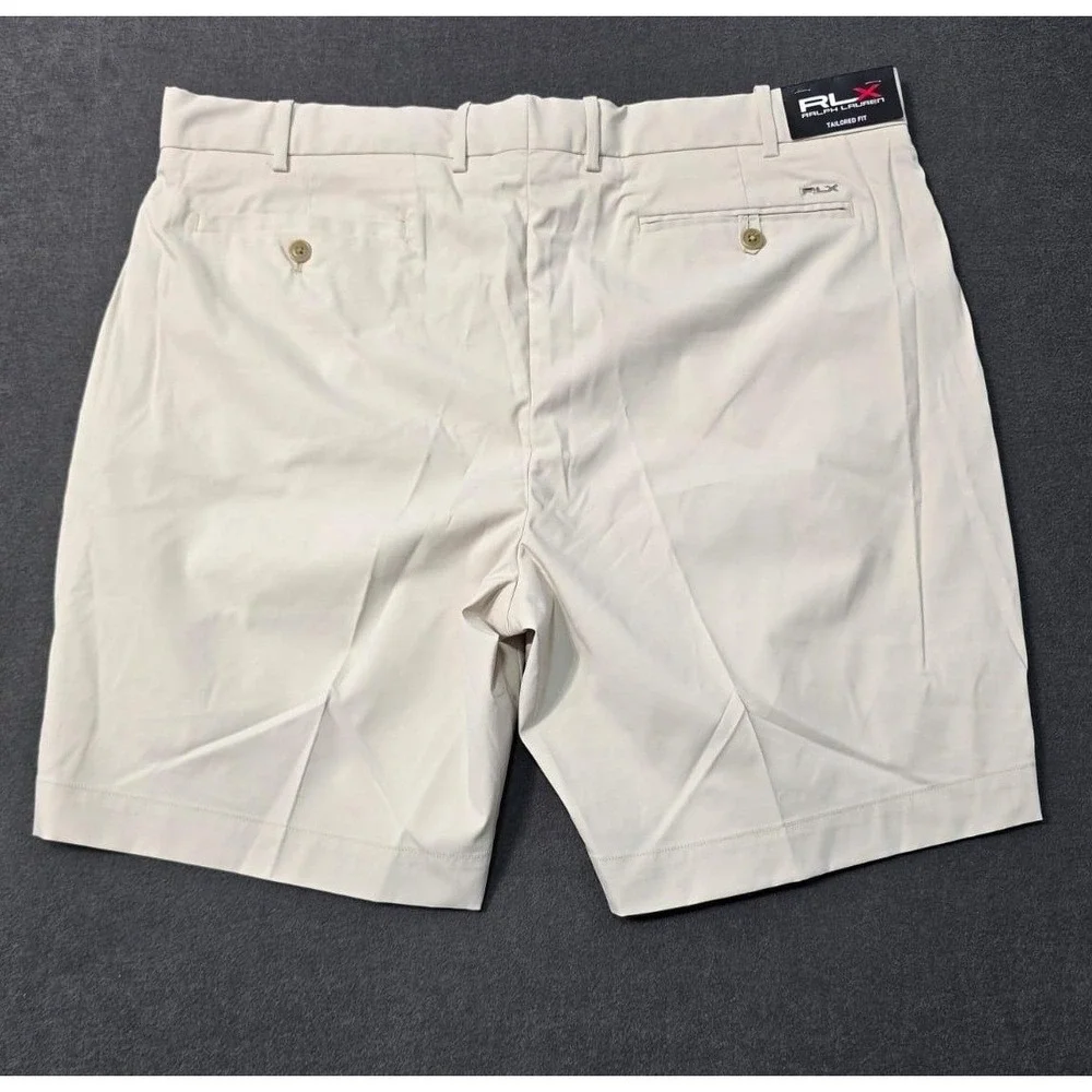 RLX Ralph Lauren Tailored Fit Golf Shorts Mens Beige Sand Flat Front Size 38 NWT